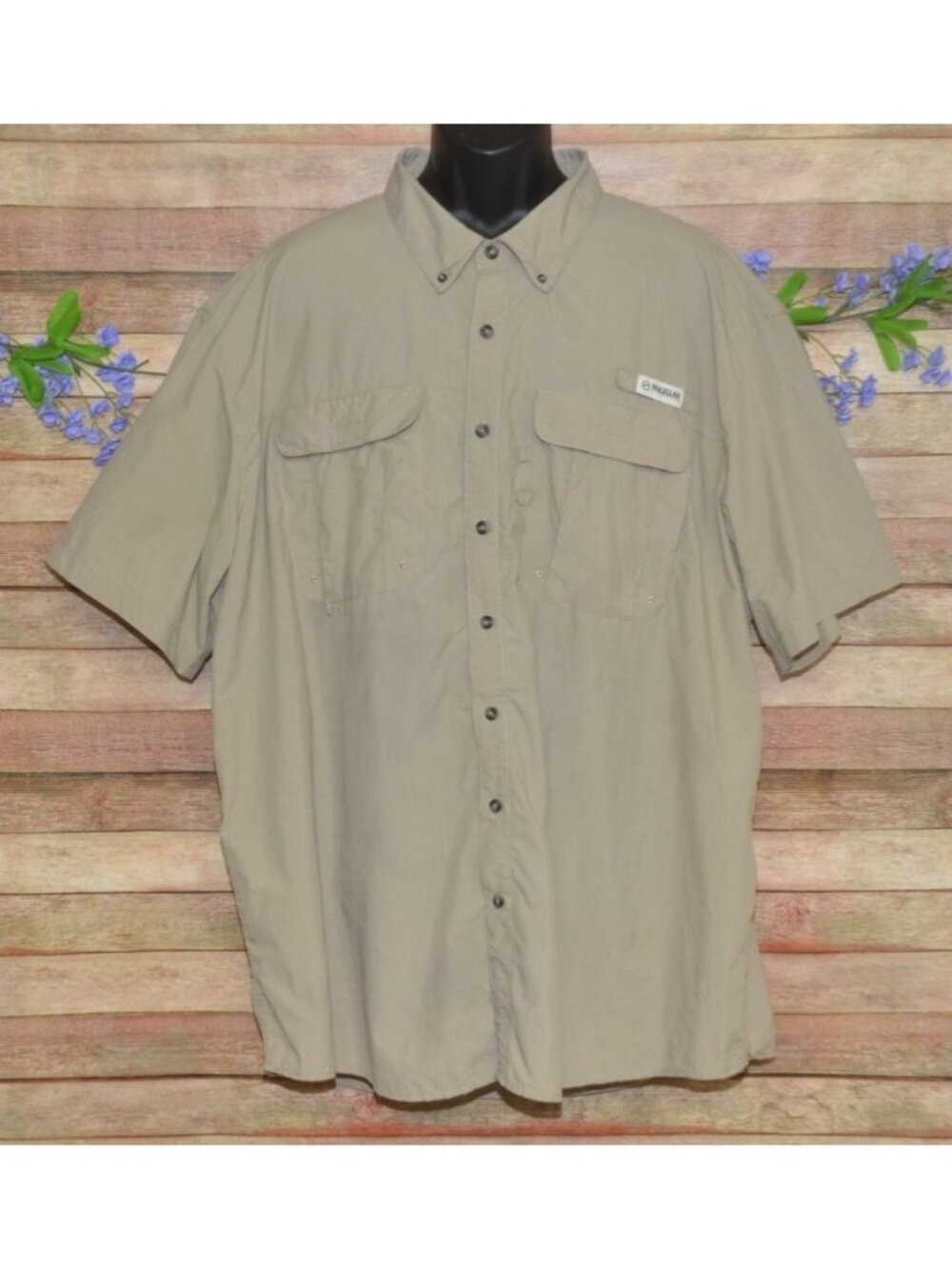 Magellan Outdoors Brown Button Up Shirt 3XL Vented Moisture Wicking Relaxed Fit